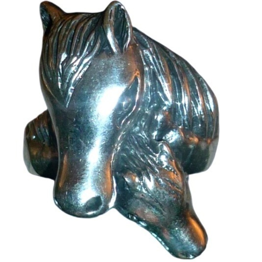 Shube's Sterling Silver Horse Head Ring Mare & Foal Bypass Band 14g